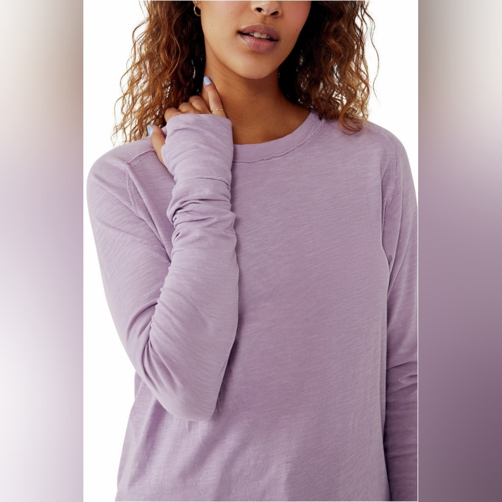 Free People Arden Tee Lavender Long Sleeve Sweatshirt